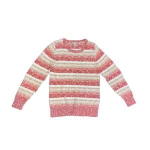 L.L. Bean Cotton Ragg Crewneck Sweater Striped 100% cotton Ragg Wool Look